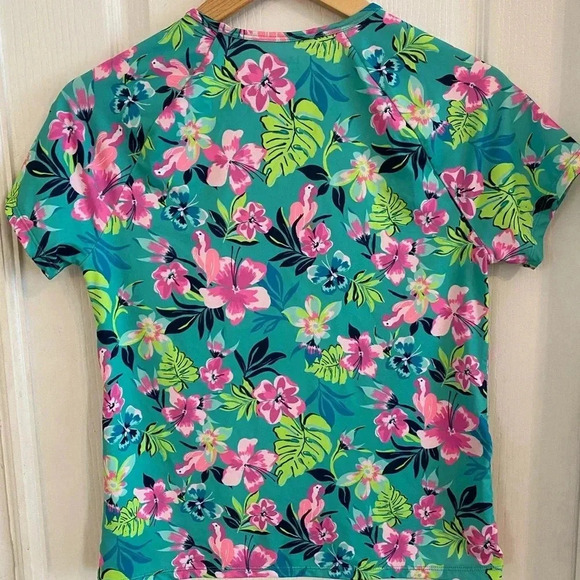 Lands End Girls UPF 50 Tropical Swim Rash Gaurd - Picture 6 of 6